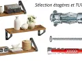 Étagères en bois rustique et fixations pour placo, idéales pour fixer vos étagères.