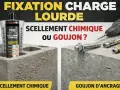 Scellement chimique ou goujon pour parpaing creux charge lourde ? L'image compare les deux solutions pour une fixation solide.