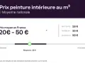 Prix peinture intérieure au m² : moyenne nationale 28€, minimum 20€, maximum 50€. Estimation du prix peinture m².