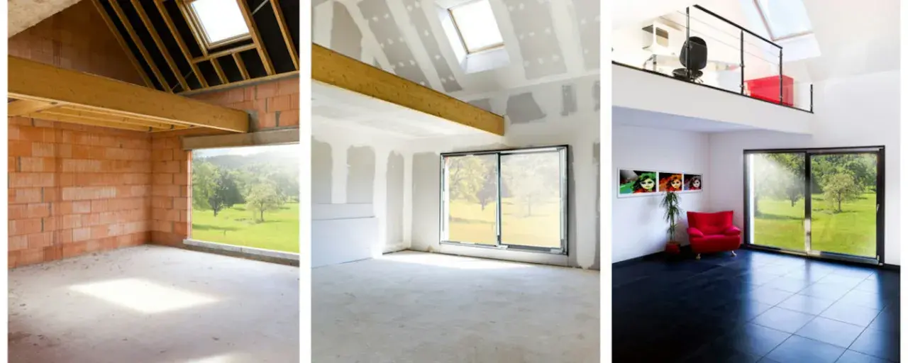 Avant/après rénovation maison : de la brique brute à un espace moderne. Le prix rénovation maison m2 varie selon l'ampleur des travaux.