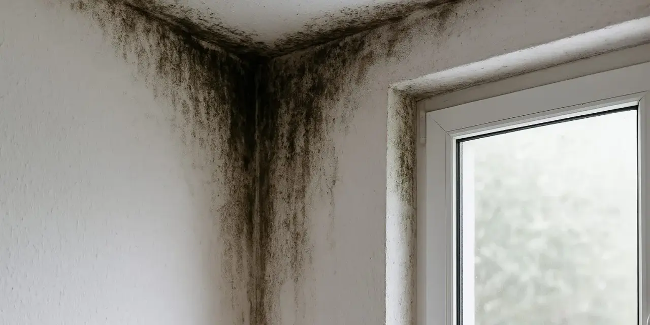 Moisissure envahissant le coin d'une pièce, signe d'un problème d'isolation thermique. Une situation qui peut devenir une obligation de travaux en copropriété.