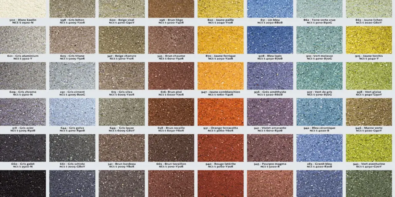 Nuancier enduit weber : une palette de couleurs texturées, du blanc kaolin au vert bambou, pour sublimer vos façades.