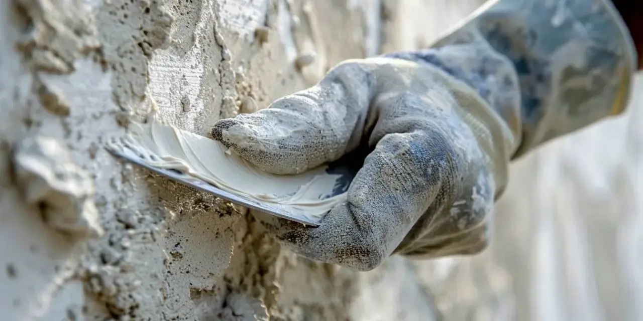 Main tenant utilise une spatule pour comment reboucher une fissure dans un mur.