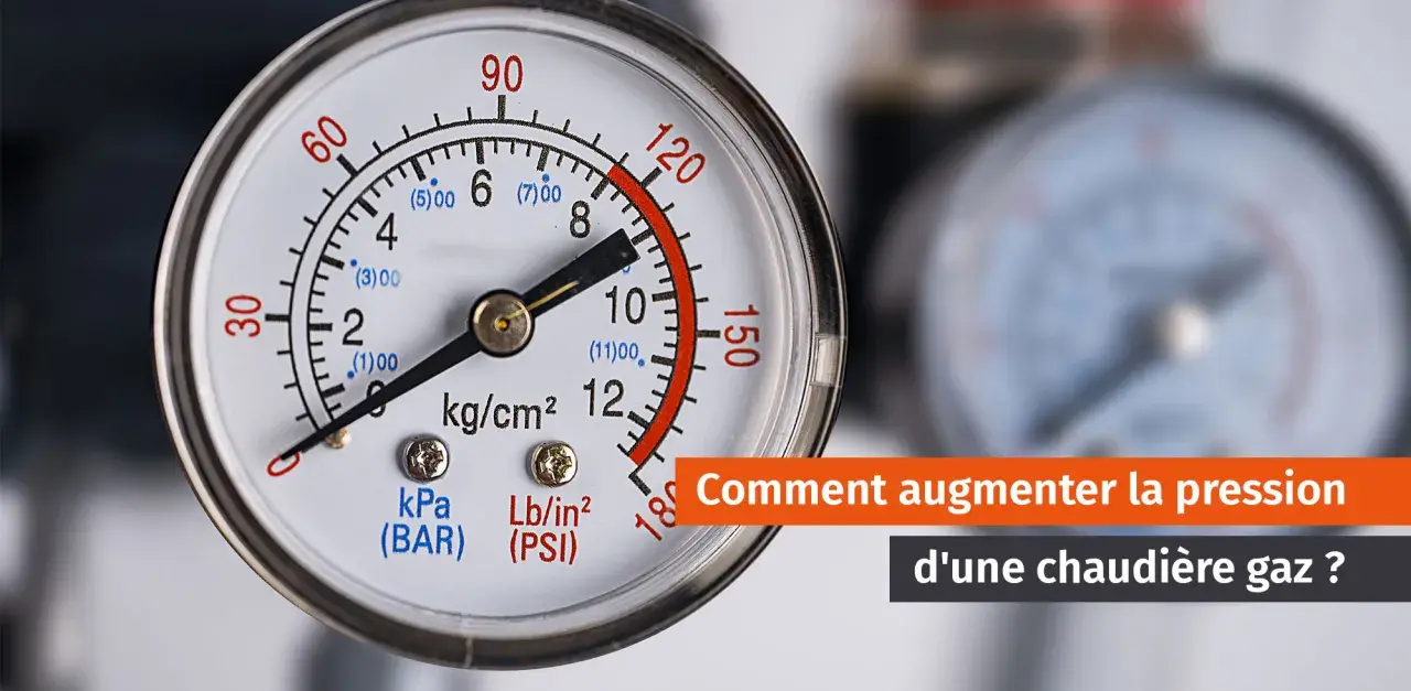 Manomètre de chaudière indiquant une pression basse. Attention, une chaudière à 0 bar présente un danger.