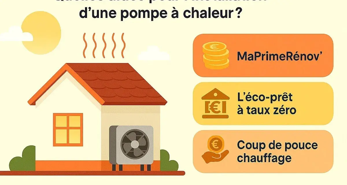 Aide pour installer une pompe à chaleur : MaPrimeRénov', éco-prêt à taux zéro, coup de pouce chauffage.