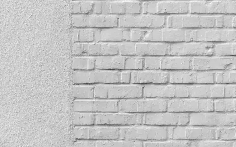 Mur blanc texturé à gauche, briques blanches à droite. Idéal pour un devis de prix piquage et rejointoiement.