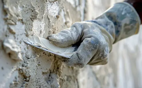Main tenant utilise une spatule pour comment reboucher une fissure dans un mur.