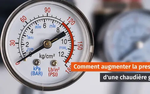 Manomètre de chaudière indiquant une pression basse. Attention, une chaudière à 0 bar présente un danger.