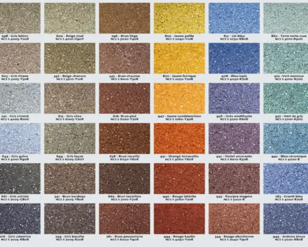 Nuancier enduit weber : une palette de couleurs texturées, du blanc kaolin au vert bambou, pour sublimer vos façades.