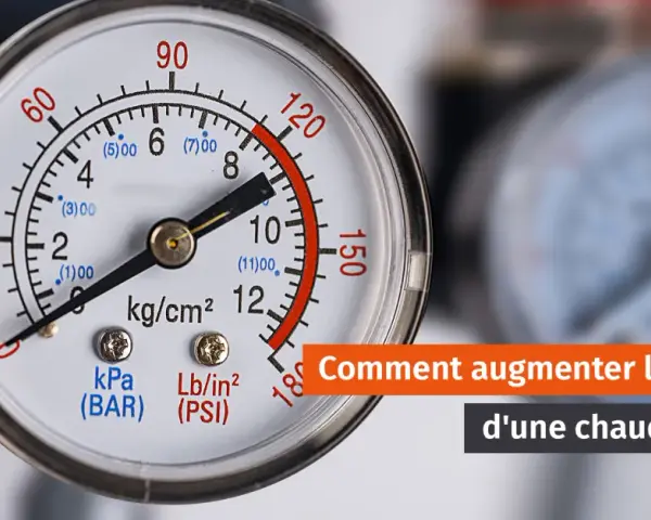 Manomètre de chaudière indiquant une pression basse. Attention, une chaudière à 0 bar présente un danger.