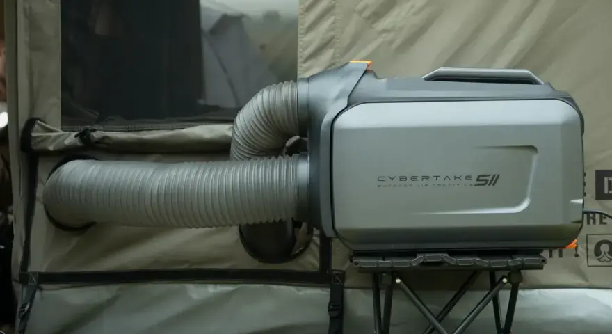 Climatiseur mobile réversible mode chauffage, prêt à réchauffer votre tente.