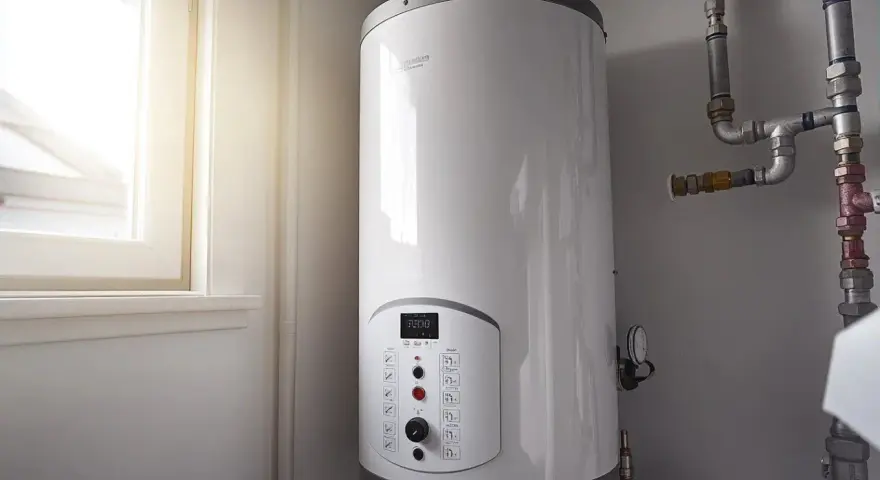 Chauffe-eau 200l blanc avec panneau de contrôle. Estimation de la consommation kwh chauffe-eau 200l par jour.