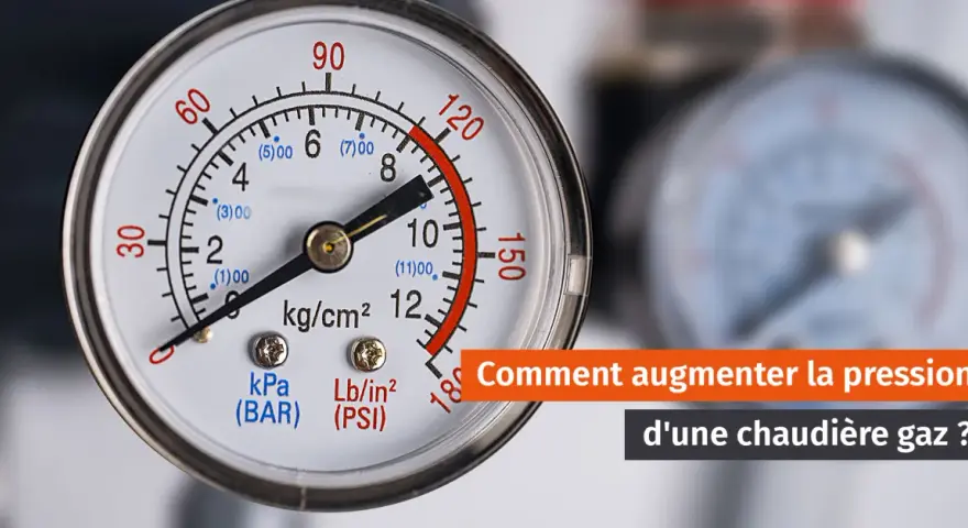 Manomètre de chaudière indiquant une pression basse. Attention, une chaudière à 0 bar présente un danger.