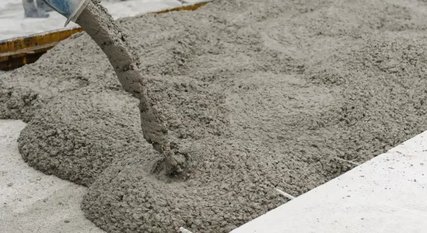 Coulée de béton frais d'une toupie 7m3. Le prix de ce volume est compétitif pour vos projets.