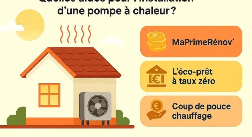 Aide pour installer une pompe à chaleur : MaPrimeRénov', éco-prêt à taux zéro, coup de pouce chauffage.