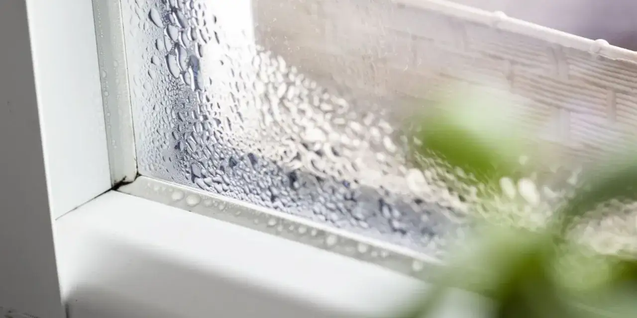 Gouttes d'eau sur une fen&ecirc;tre, signe d'une mauvaise isolation des fen&ecirc;tres.