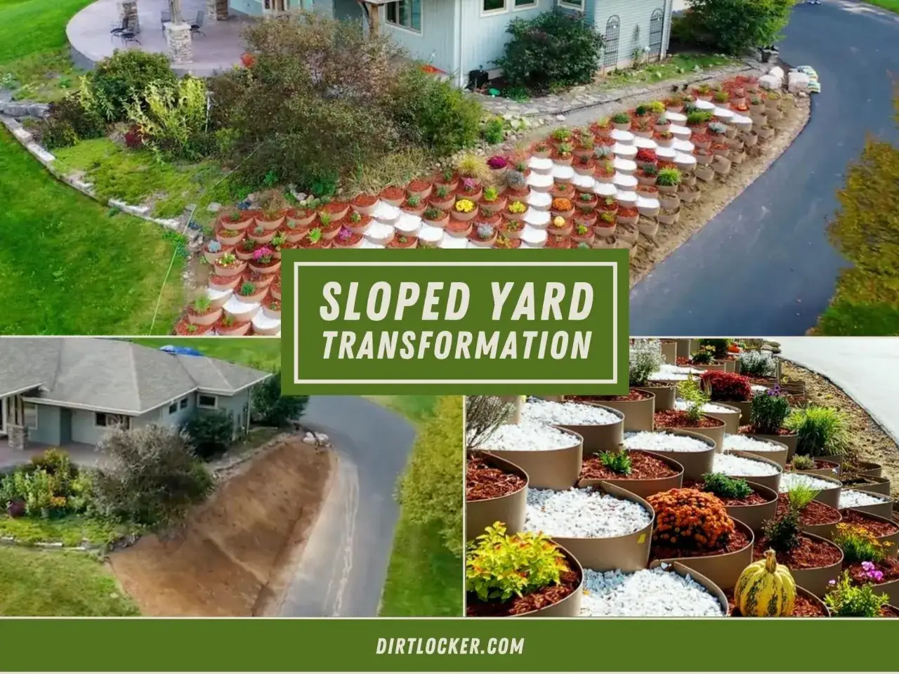 Avant/après : terrassement jardin en pente. Aménagement paysager spectaculaire avec murs de soutènement et plantes.